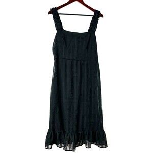 52seven Womens Size 12 Black Tiered Sleeveless Tank Sheer lined Midi Tiered H3